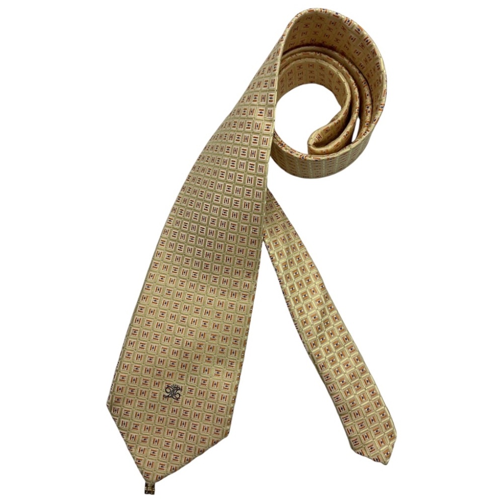 DAKS Beige Geometric Silk LUXURY Tie ITALY